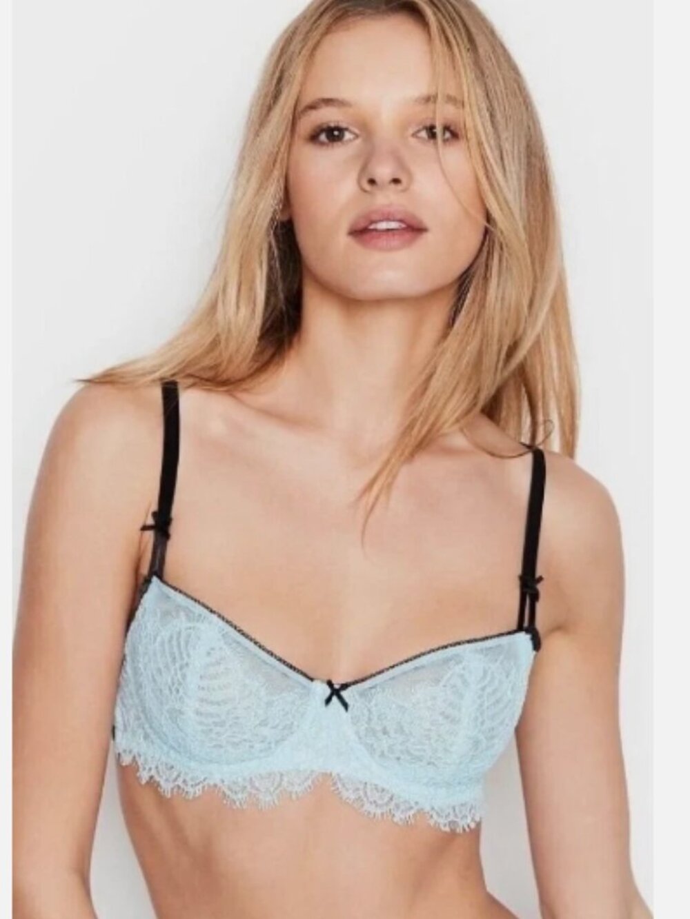 Victoria's Secret Angels Lace Push Up Bra 34DDD Blue Black